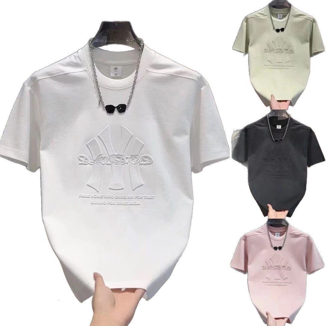 Steel Stamp Polo Summer Trendy Brand Casual Light Luxury New Round Neck Men's Short Sleeve T-shirt Round Neck Designer T-shirt 2025 New Youth Fas