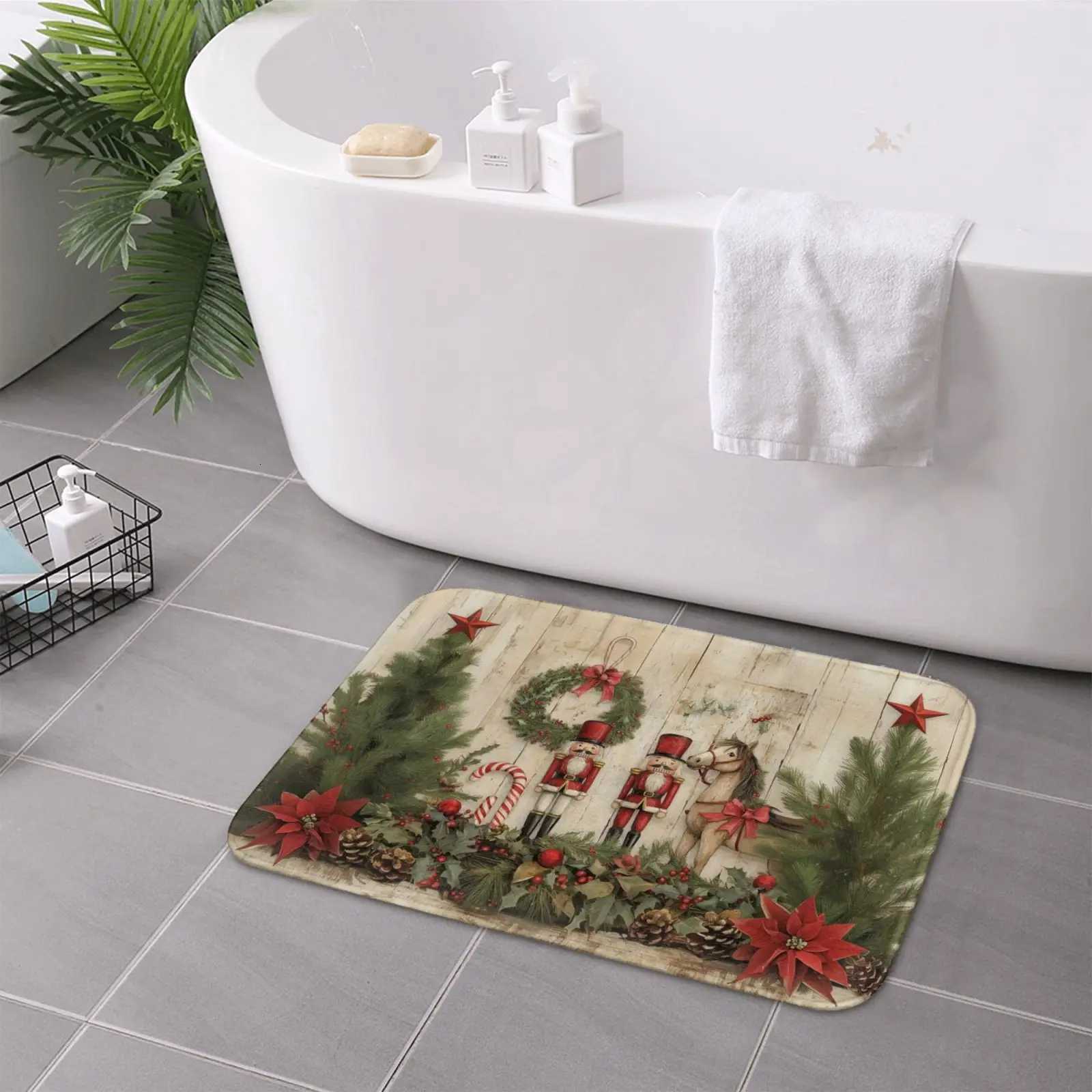 Christmas Nutcracker Tree Entrance doormat home decor Kitchen floor mat Kitchen hallway balcony rugs navidad decorationsM251117