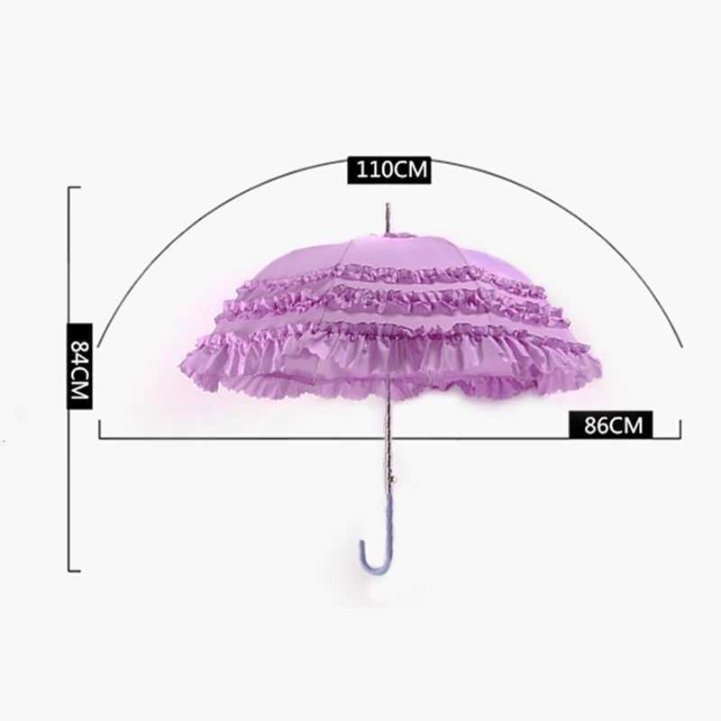 Cute Princess Lace Umbrella Long Handle Pagoda Parasol Gothic Lolita Marriage Large Umbrella Semi-automatic Wedding Umbrellas C251117