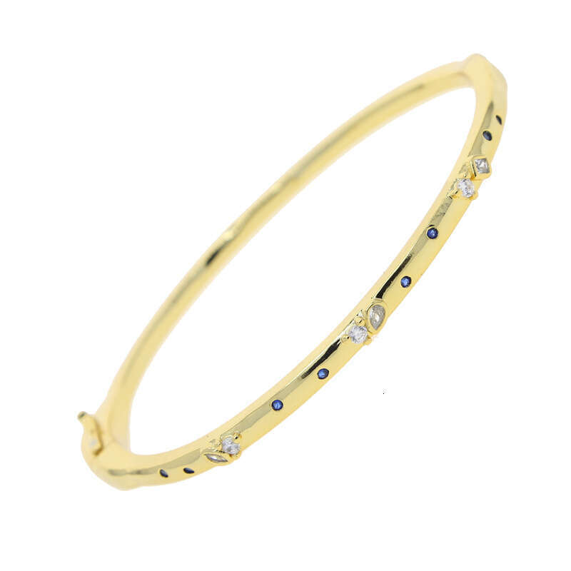 DHCollections Designer Inner Size 58 60mm Pink Blue Waterdrop Zircon Bangle Elegant Bracelet Earrings Gold Plated Pave Cubic Zircon Women Party Gift J