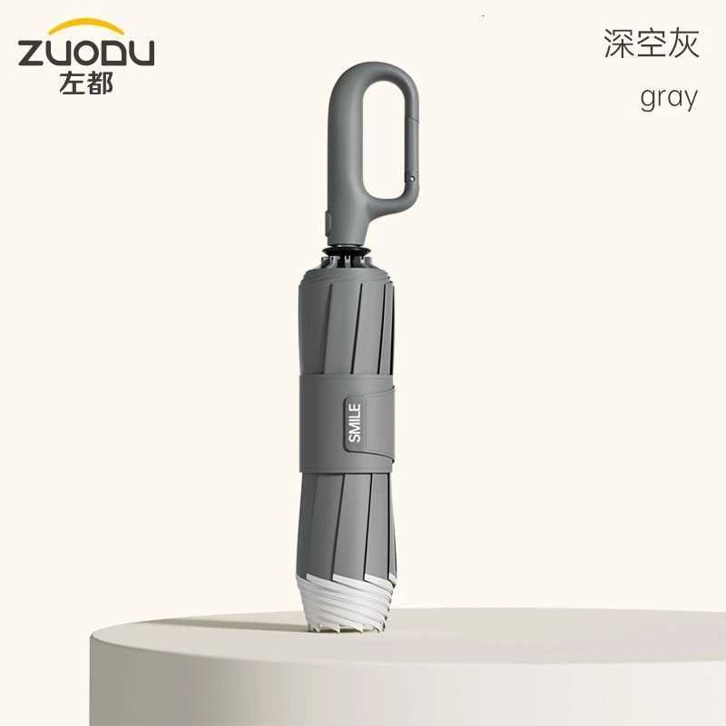 Zuodu Fully Automatic Sunny Umbrella Portable Ring Buckle Double Keel 70 off Stacked Umbrella Black with Reflective Ring C251117