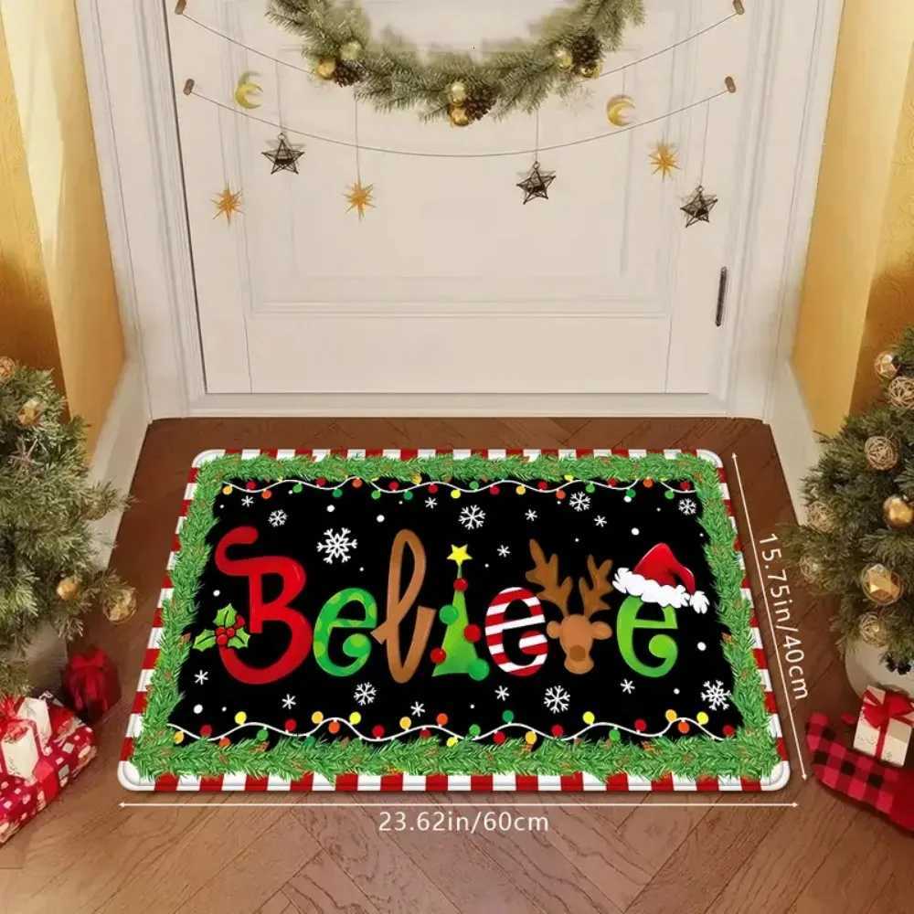 1PC Christmas Ideas Believe Welcome Floor Mat for Door Soft Absorbent Non-Slip Floor Mat for Bathroom Kitchen Decorative RugM251117