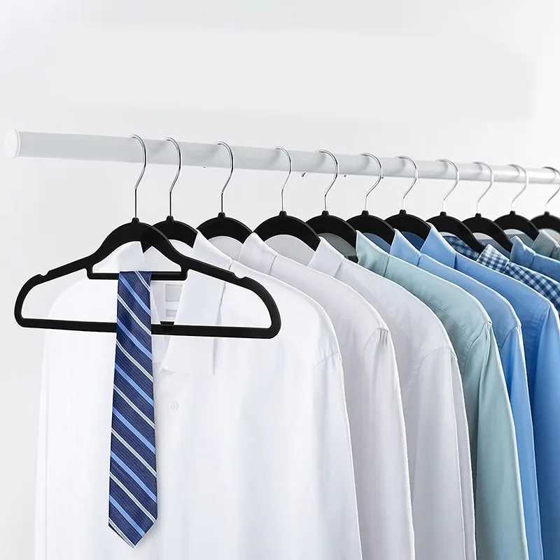 Velvet Clothes Hangers Non-Slip Hanger with Pants Bar Space Saving Flocked Hangers for Suits Shirts Coats Wardrobe Storage C251117