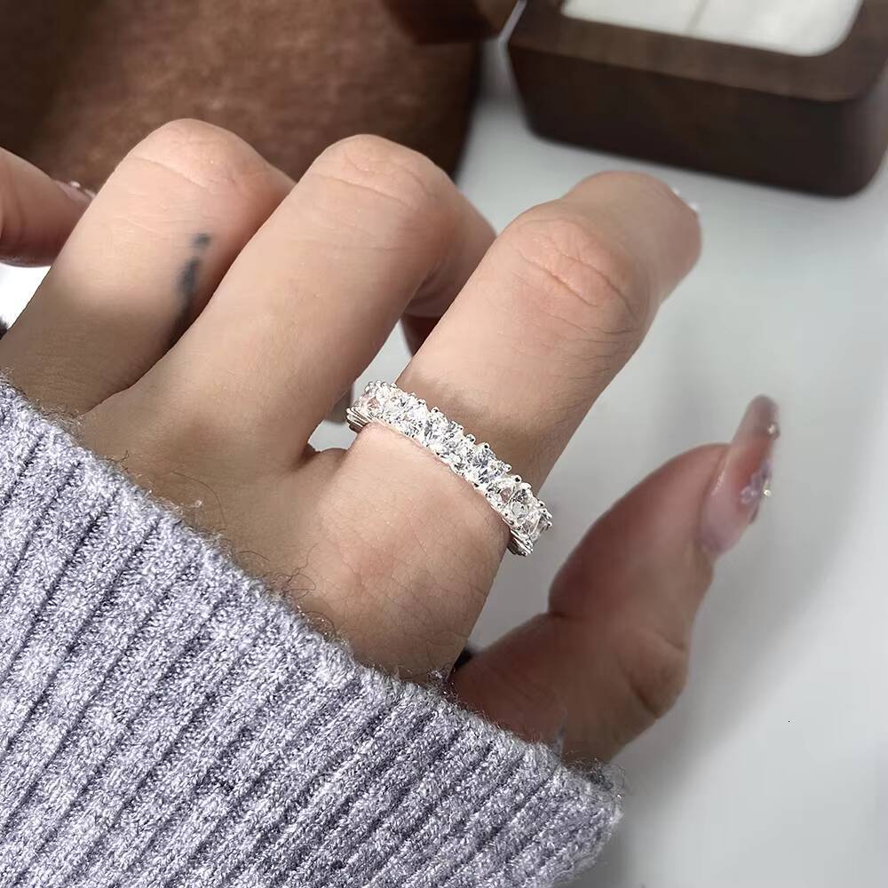 Wholesale 925 Sterling Silver Engagement Rings for Women 5A Cubic Zirconia Sparkle Jewelry Silver Plated