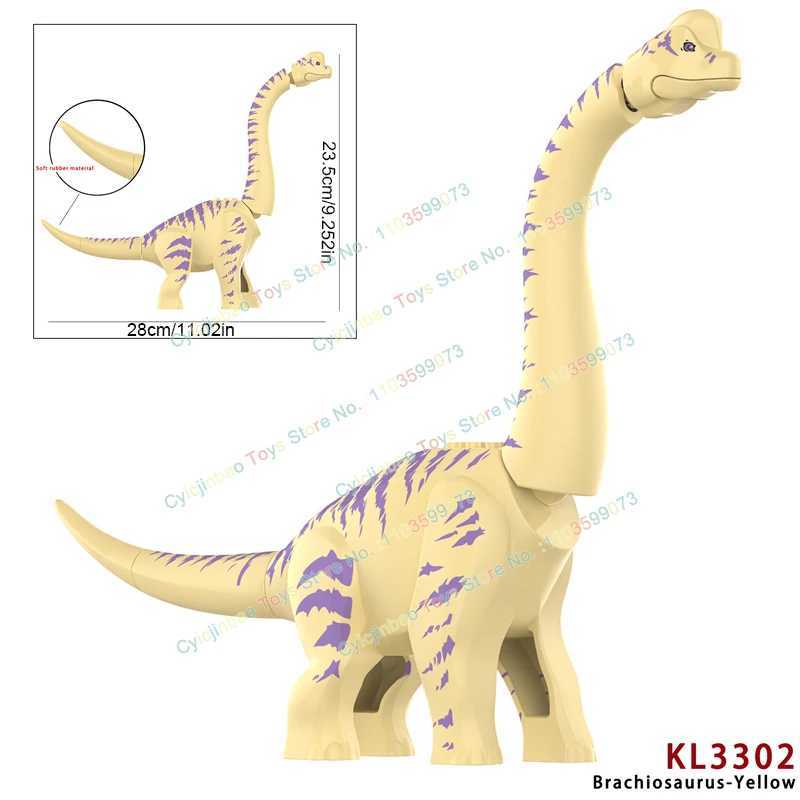 MOC Jurassic Dinosaur World Grey Brown Pink Green Brachiosaurus Building Kit Bolcks Brick Dinosaur Park Character Toy ChildrenY250417WGYB