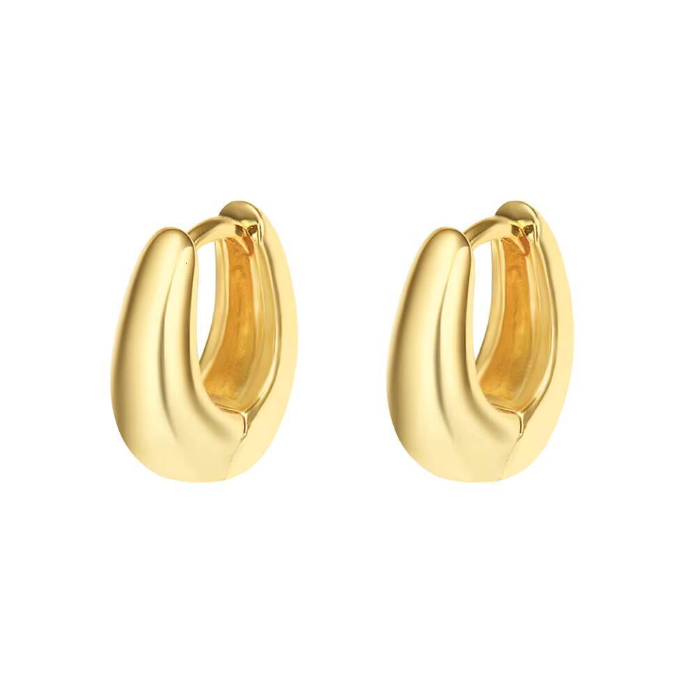 18K Gold Plated Hoop Earrings 925 Sterling Silver High End Polished Chunky Trendy for Weddings and Parties Gift