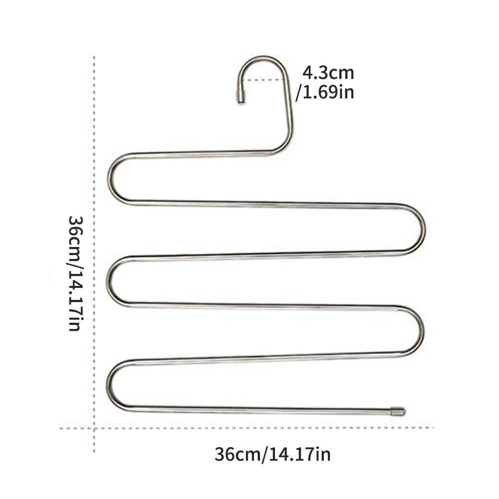 Pants Hangers Non-Slip S-Shape 3Pack Trousers Hangers Stainless Steel Clothes Hangers Closet Storage Organizer for Pants Jeans C251117