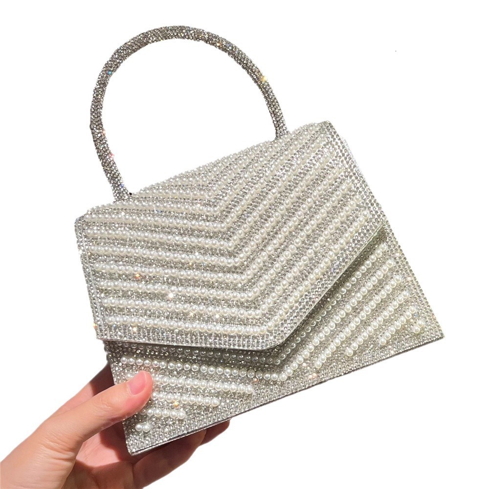 designer bag High end French shiny buning handmade Kelly banquet rhinestone small square hand-held crossbody bag