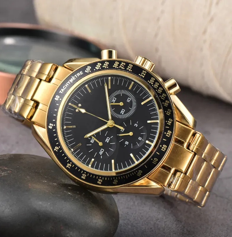 Stainless steel Wrist Watches for Men New Mens omegaWatch All Dial Work Quartz Watch Top Luxury Brand Clock Men Fashion Stainless steel strap speed master 02AA