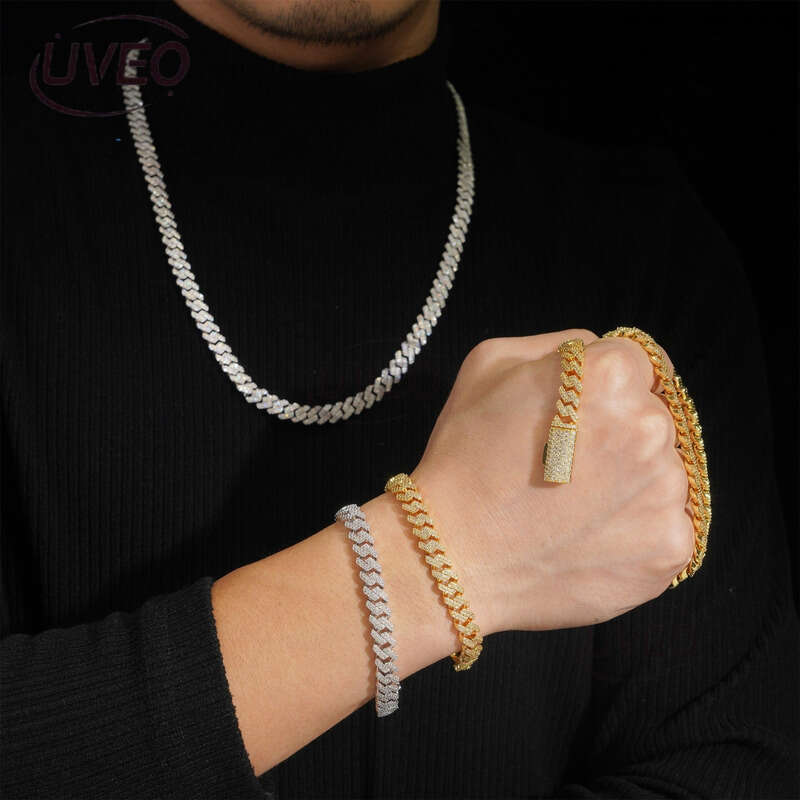 Iced Out 925 Sterling Silver Moissanite Cuban Necklace Hiphop Pass Dias Tester Cuban Link Chains Pendant Mens High Quality Women Fashion Gift Moissani