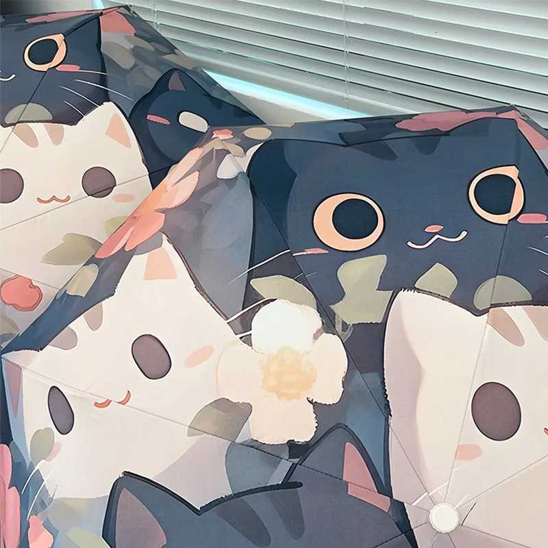 Cute Cat Folding Umbrella Sun and Rain Protection Dual-use Umbrella UV Protection Portable Sun Umbrella Automatic Umbrella C251117