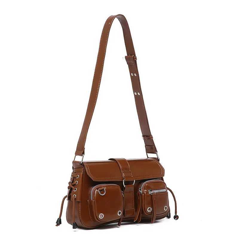 2025 new niche design motorcycle shoulder bag trendy cool and spicy girl armpit stick bagW251117