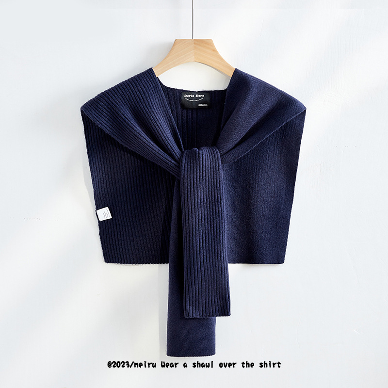 K422 Solid color air conditioning shawl office 2024 new spring and autumn women's shoulder and neck warm shoulder knitted small waistcoat outer w