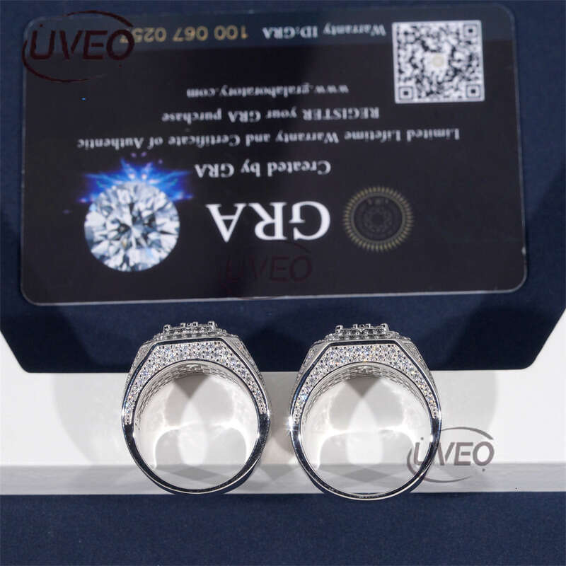 VVS Jewelry Iced Out Gold 925 Moissanite Ring Moissanite Diamond Hiphop Pass Diamond Tester Mens Couple Fashion