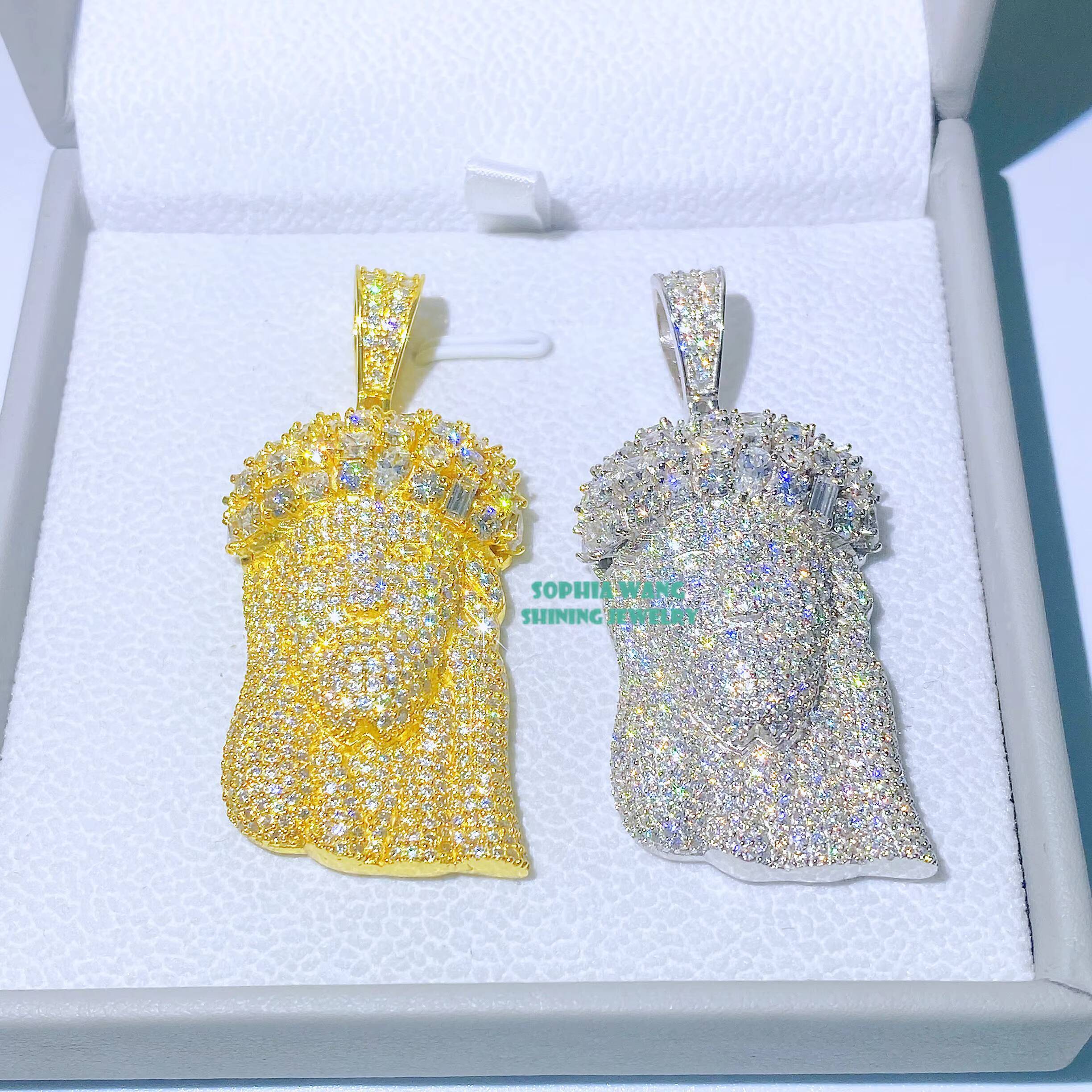 Hip Hop Men Jewelry 925 Sterling Silver Moissanite Diamond Vvs Jesus Pendant Custom Iced Out Pendants