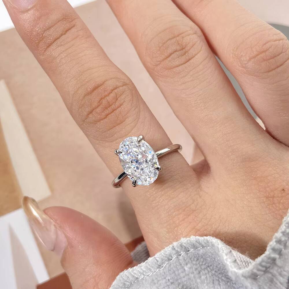 FOXI High Quality 8A Iced Cut Stone 925 Silver Ring Women Engagement 925 Sterling Silver Ring in Stock