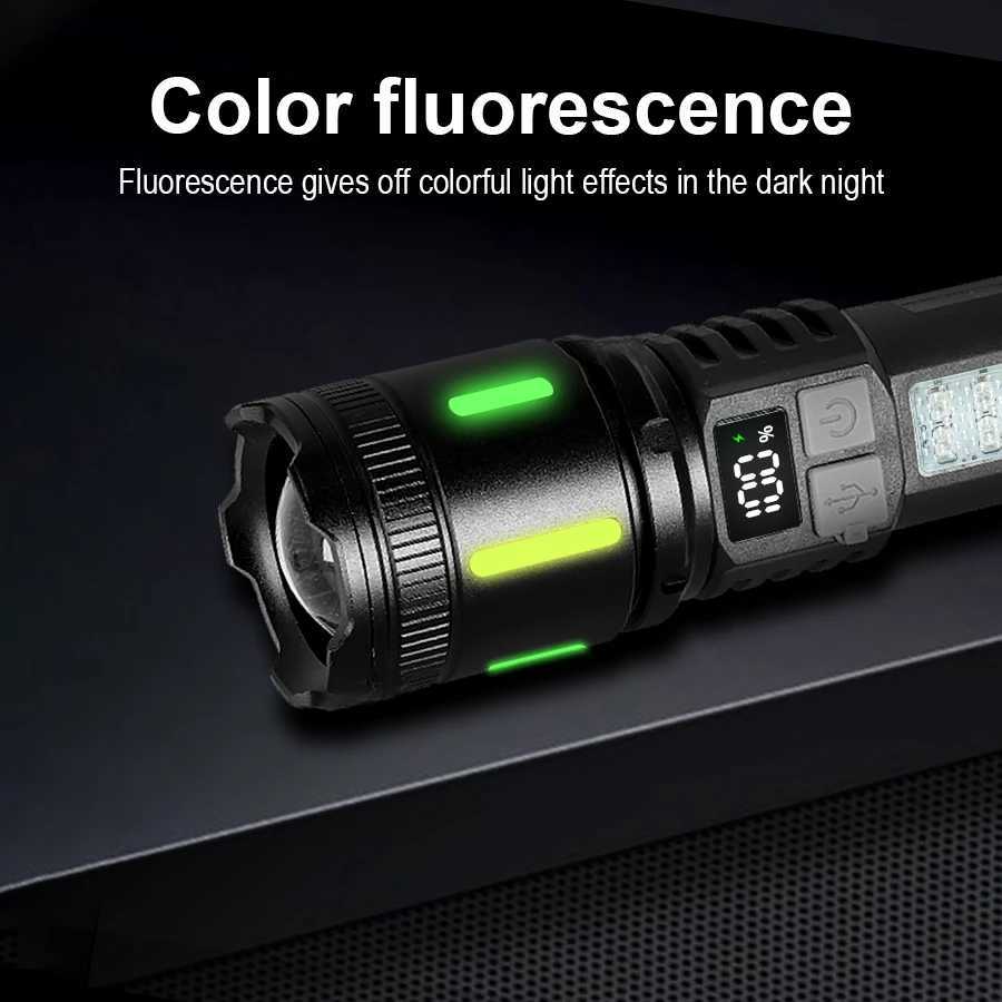New 990000LM Ultra Powerful Flashlight IPX6 Telescopic Zoom Flash Lights Type-c Rechargeable LED Torch Outdoor Adventure Camping M251117