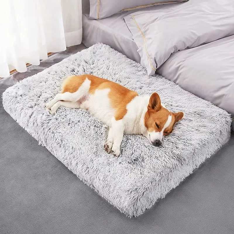 Plush Square Dog Mattress Removable Washable Kennel Dog Bed Mat Super Soft Sleeping Pet Bed for Small Medium Large DogsM251117