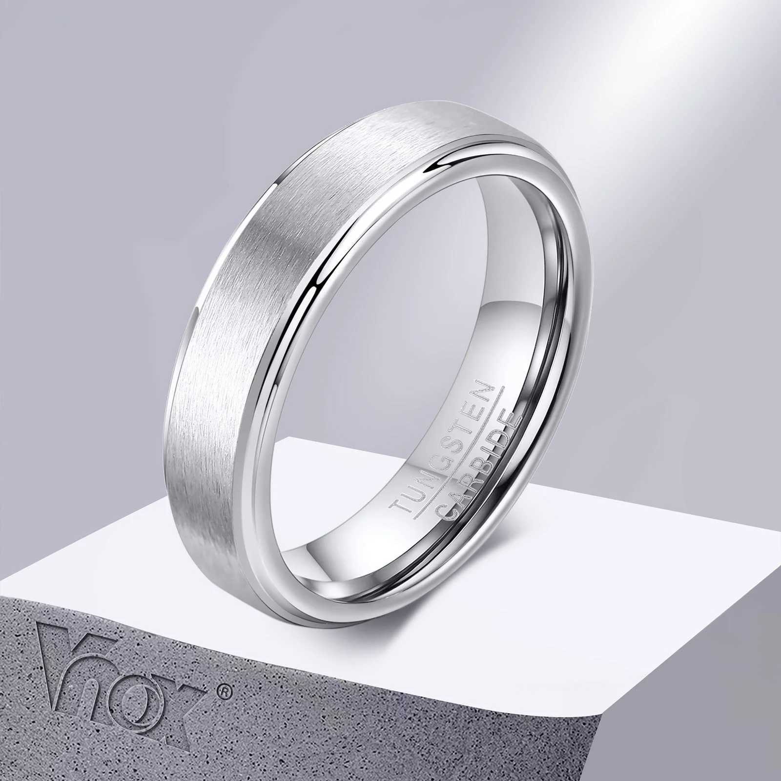 Vnox 5mm mens basic ring scratch resistant tungsten wedding ring simple classic mens bridal jewelry certification W250417