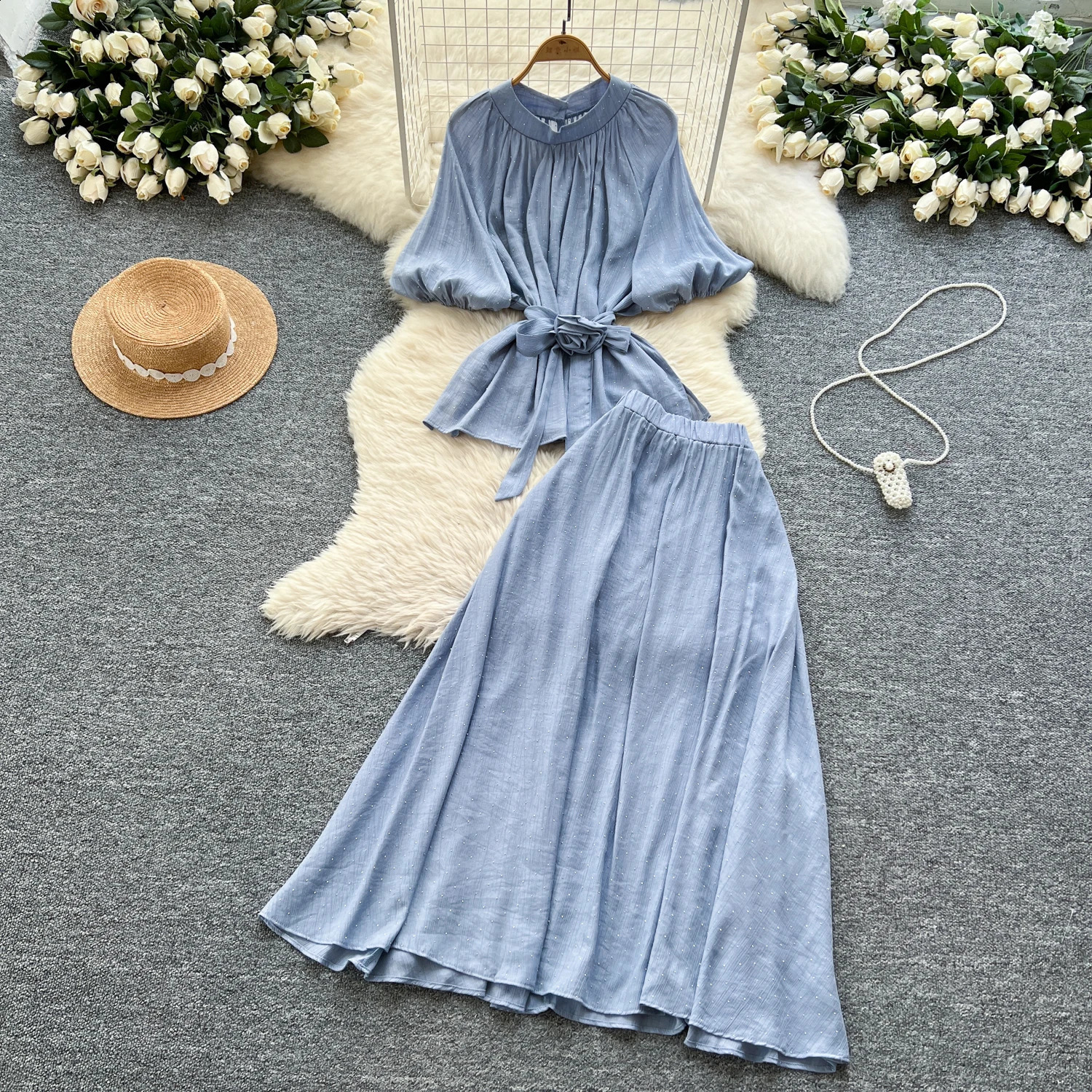 Two piece threedimensional Lant sleeping gown for women fashionable summer tight fitting womens clothing 250414Z