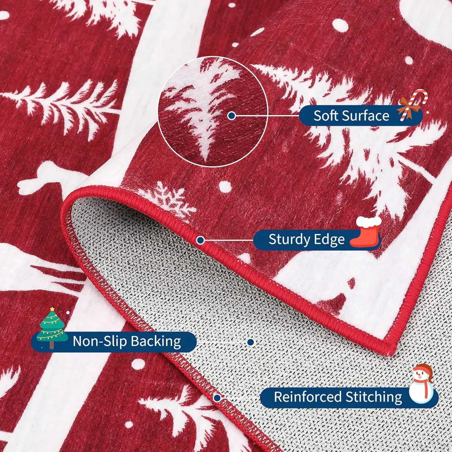 Creative Christmas Rugs Prints Soft Low Pile Area Rug Stain Resistance Non Shedding Floor Carpet for Dining Room KitchenM251117