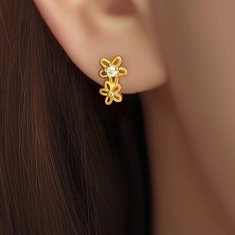 foxi Silver Jewelry TRENDY Earrings High Quality 925 Sterling Silver Cubic Zirconia Flower Earrings for Women