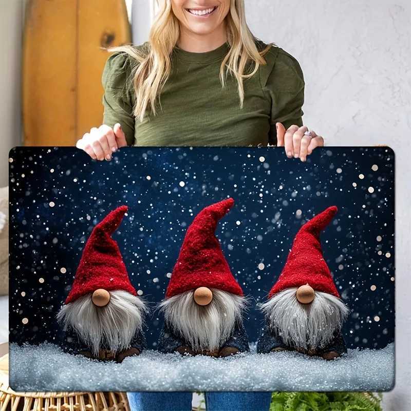 1pc Christmas Door Mat 047inch Thick Flannel Machine Washable Festive Red-Hatted Elf Design Ideal for Kitchen or LiviM251117