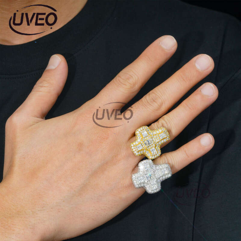 VVS 925 Jewelry Gold Moissanite Ring Iced Out Hiphop Pass Dias Tester Sterling Silver Fashion Women Couple