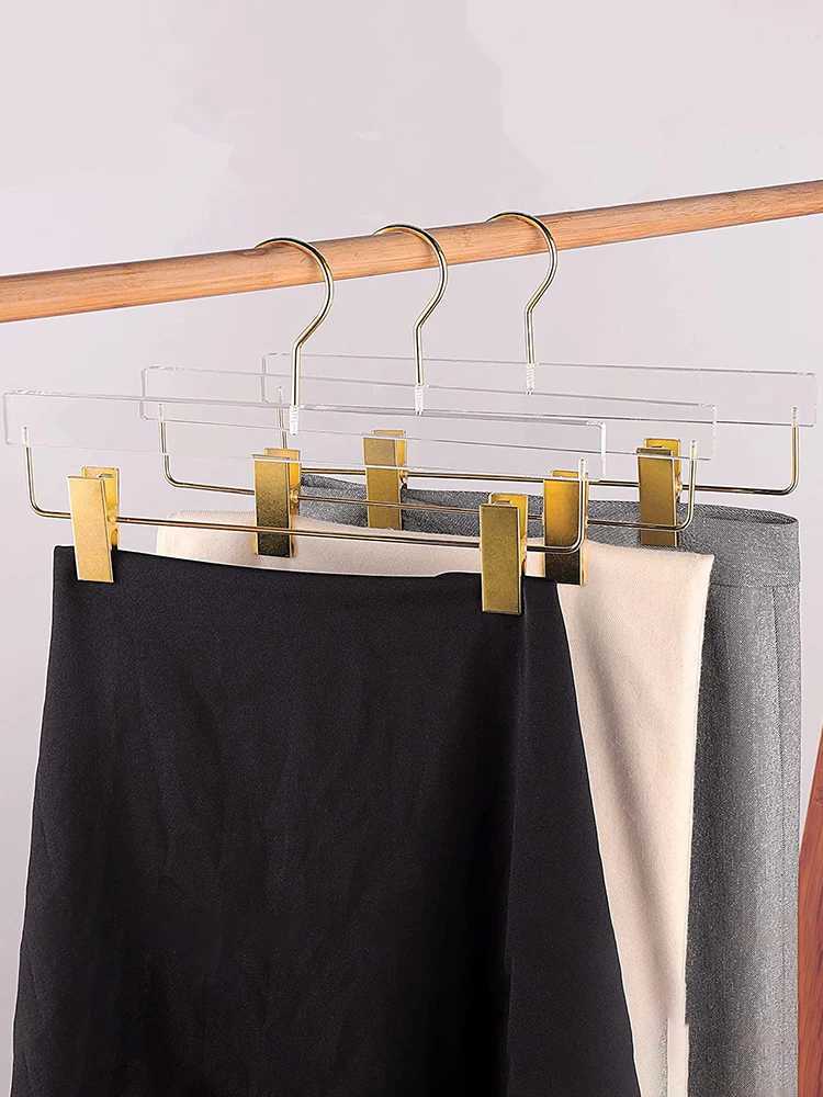 5/10PC Acrylic Clothes Hanger Pants OrganizerTransparent Trouser Hanger for Skirt Clips Wardrobe Space-saving High Quality C251117