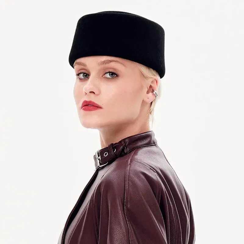 Winter New Trend Wool Short Brim Flat Beret British Pillbox Hat Ladies French Elegant Fedoras Sailor CAPtain Boina Feminina W251117