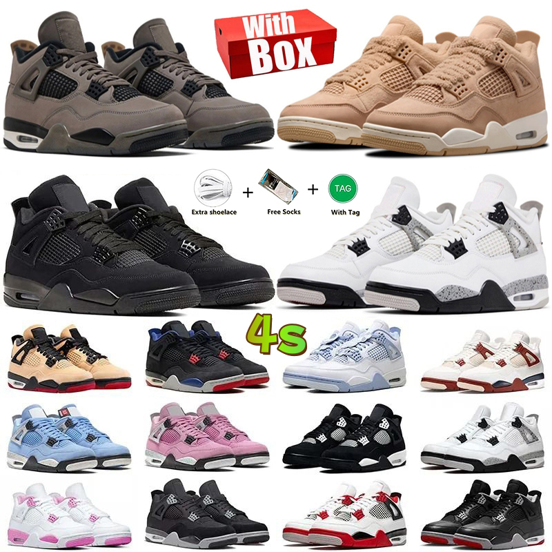 With Box 4 4s Basketball Shoes Black Cat Cozy Girl White Cement Fear Red Thunder Undefeated Cave Stone Pure Money Bred Smoke Grey Pink Oreo Men Women trainers Sneakers