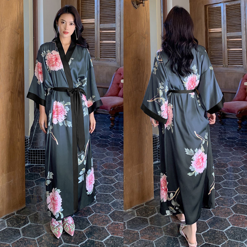 B827-Women's Modal Thin Home Clothes Pajamas Loose Short Sleeve Nightdress Over Knee Length Pleated Skirt