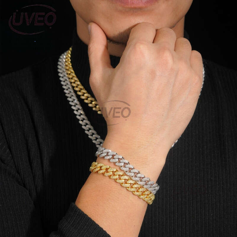 Gold Iced Out 925 Sterling Silver Jewelry VVS Moissanite Cuban Anklet Hip Hop Pass Diamond Tester Cuban Link Chains Pendant Mens Women Gift Moissanite