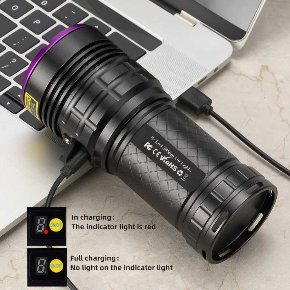 High Power 160W UV Flashlight Blacklight Cat Dog Urine Stain Tinea Ore Money Scorpion Marker Powerful Rechargeable UV Torch lamp M251117