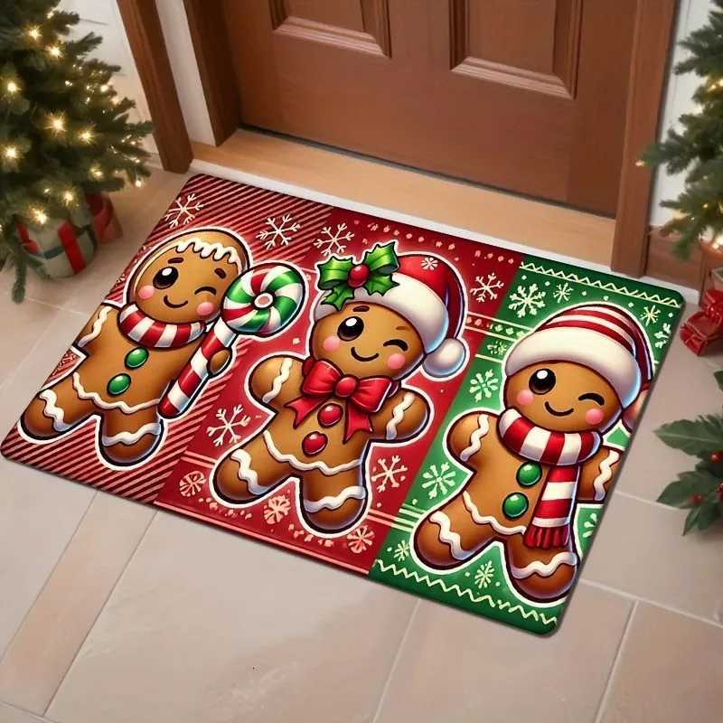 Christmas Gingerbread Man Printed Doormat Non-Slip Entrance Doormat Home Decor Carpet for Living Room Rugs Bathroom Floor RugM251117