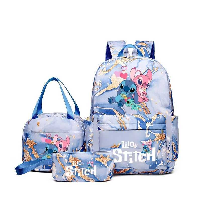 Disney Lilo Stitch Anime Printing Backpack Set Comes with Lunch Bag and Pencil Bag Large Capacity Lightweight Breathable Outdoor KnapsackXJ250417