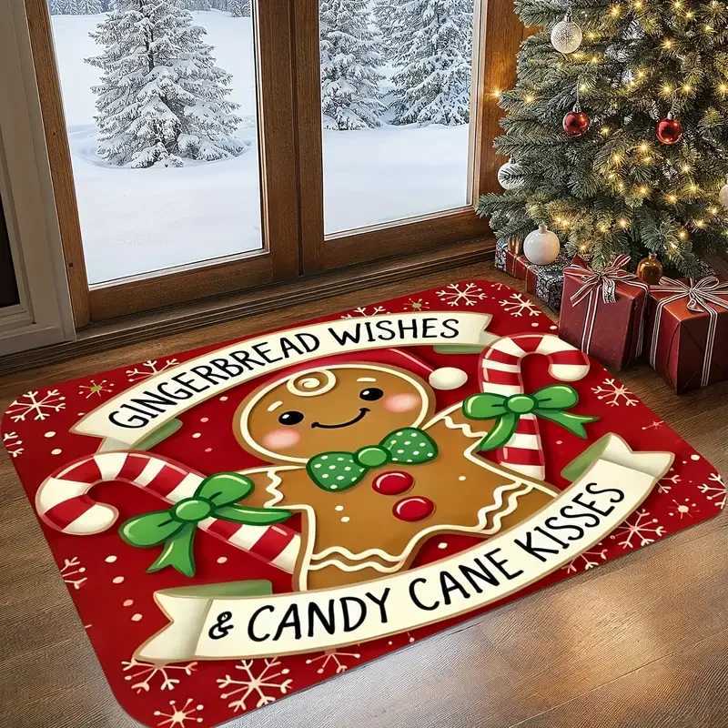 Christmas Syrup Cake Candy Stick Design Welcome Mat Holiday Decorative Rug for Living Room Bedroom Kitchen OfficeM251117