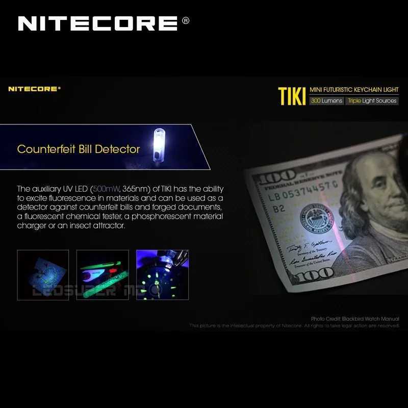 NITECORE TIKI Mini Keychain Light Hard Light 300Lumens USB-Rechargeable Portable Mini Flashlight M251117