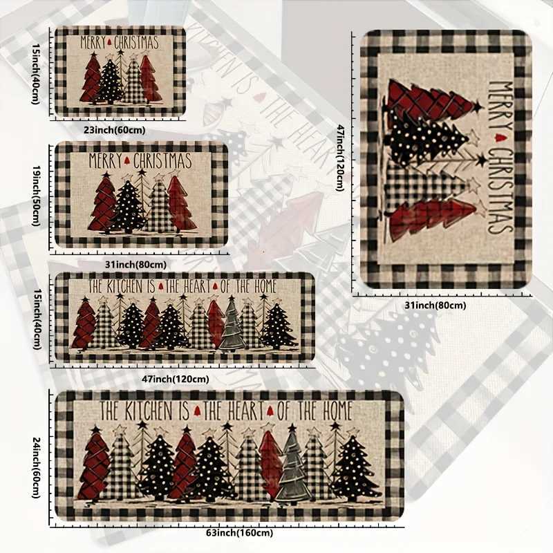 VIKAMA Christmas Carpet Plaid Tree Floor Mat Kitchen Rug Doormat Welcome Mat Rug For Bedroom Carpet For Live Room Home DecM251117
