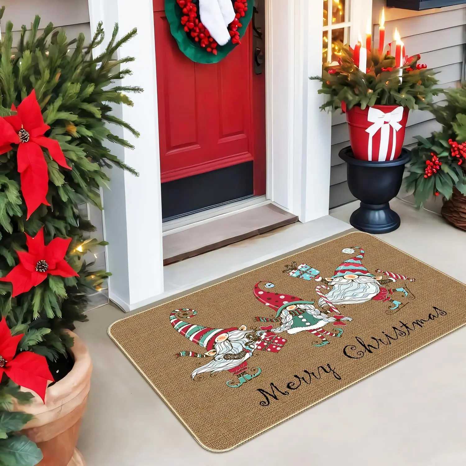 VIKAMA Christmas Snowman Carpet Indoor Outdoor Non-Slip Resistant Dirty Door Mat Living Room Sofa Mat Christmas DecorationM251117