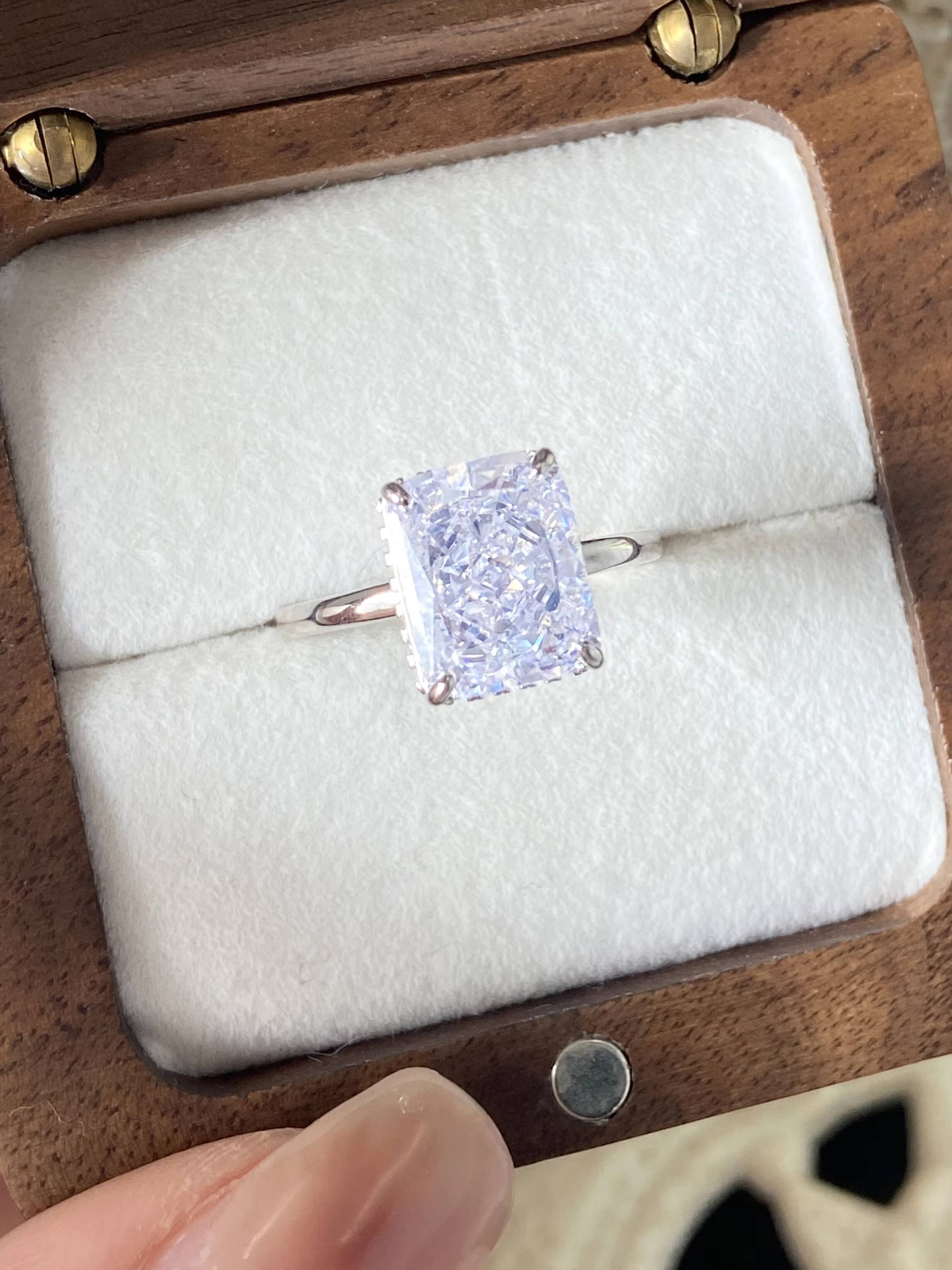 Foxi Prong Set Fine Rings Geometric Zircon 925 Sterling Silver Womens Ring 18K Ring Jewelry Set