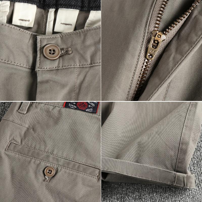 Men's Pants 2025 Spring Autumn American Retro Woven Twill Chino Busniess Simple 97.4% Cotton Washed Casual Straight Trousers