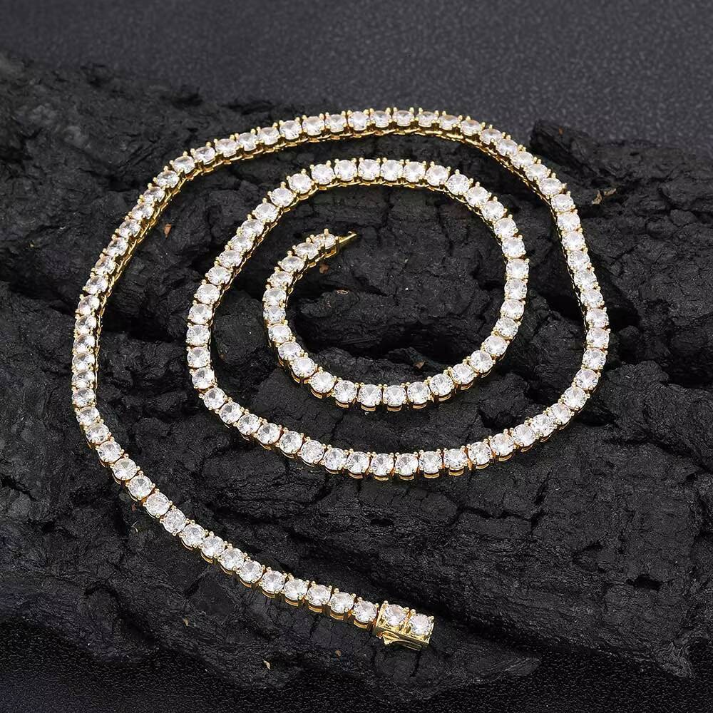 Moissanite Hip Hop 3/4/5mm Iced Out CZ Crystal Clasp Tennis Chain Clasp Lab Grown Diamond Tennis Chain Necklace