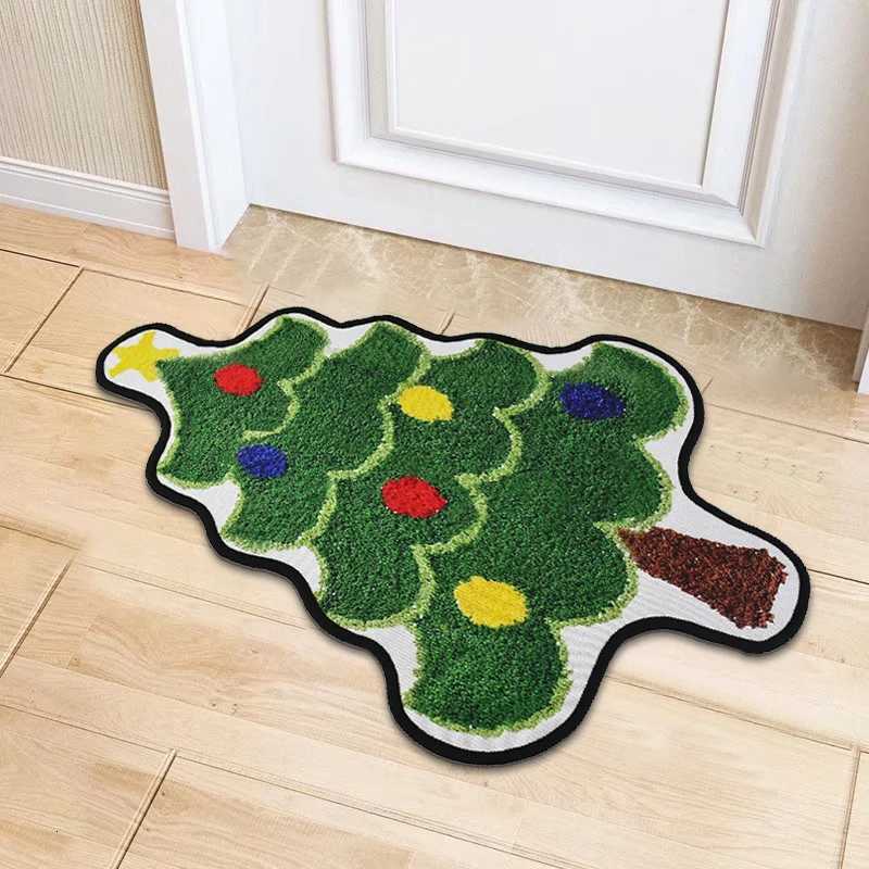 Christmas Tree Shaped Floor Mat Entrance Door Bedroom Bath Toilet Anti Slip Mat Carpet 2025 New Year Home Decoration NavidadM251117