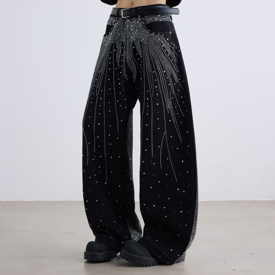 Diamond Men's Jeans Vintage Full Diamond Sequined Shiny Y2K Luxurious Design Clothes Mens Womens Harajuku Hip Hop Retro Baggy Low Waist Wide Leg 