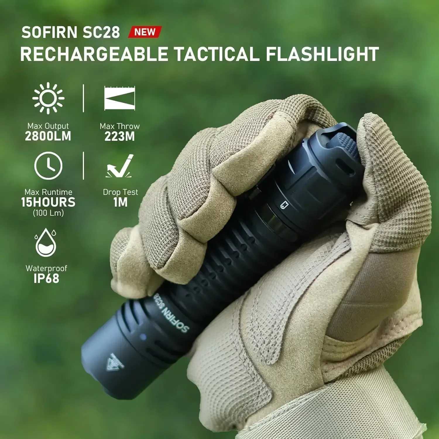 Sofirn SC28 2800Lm Powerful 21700 Rechargeable XHP50B HD LED Type-C Flashlight Protable Torch EDC Flash Light IPX8 for Camping M251117