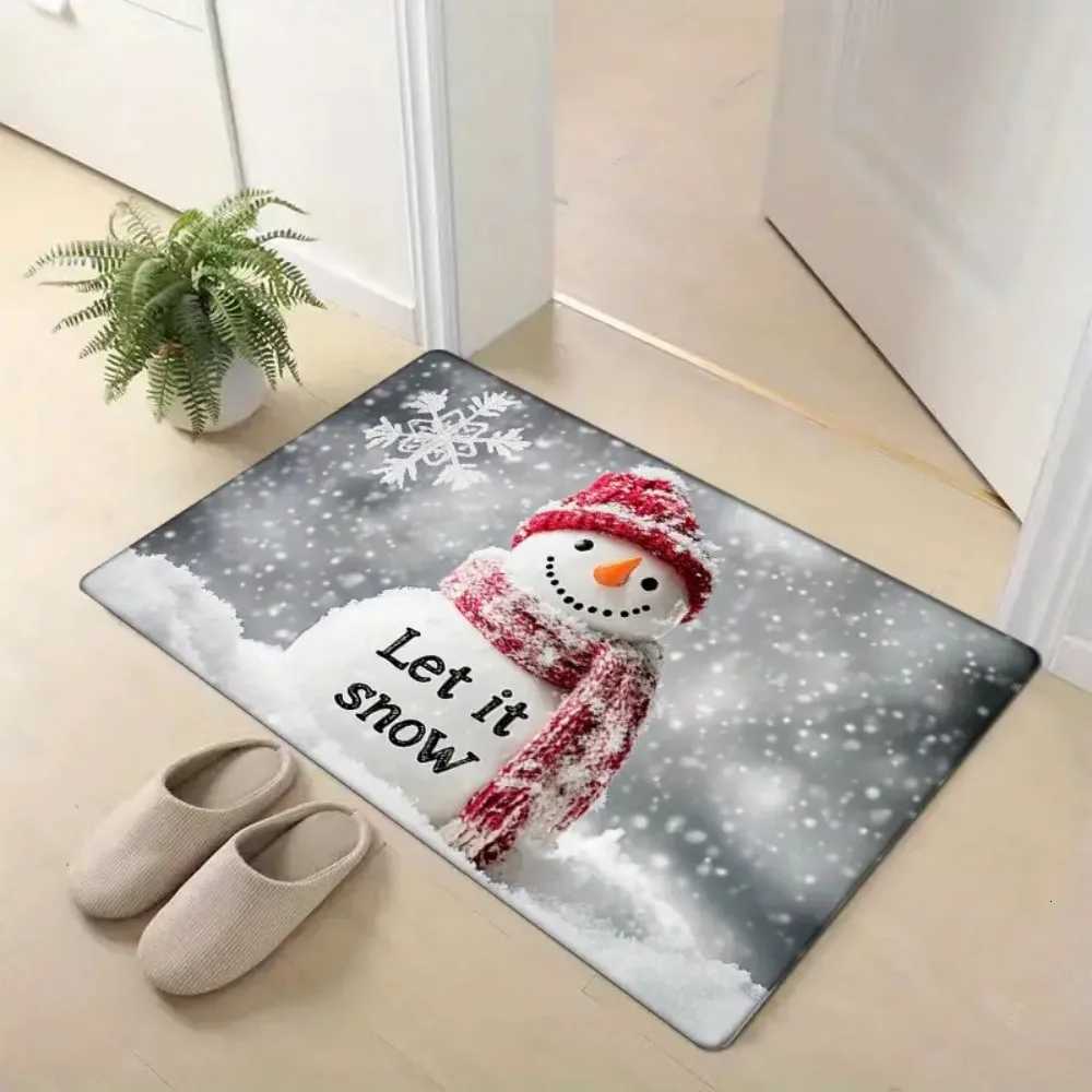 VIKAMA 1 PC Christmas Snowman Winter Entrance Non-Slip Rug Doormat Bedroom Kitchen Bathroom Floor Mat Christmas DecorationsM251117