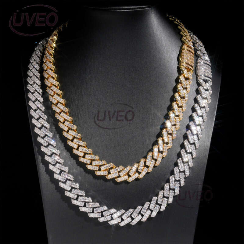 VVS Jewelry Gold Sterling Silver Iced Out 925 Moissanite Cuban Ring Hip Hop Pass Diamond Tester Cuban Link Chains Pendant Women Mens Gift