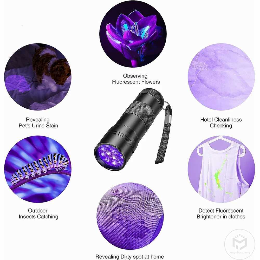 12 LED Handheld Blacklight UV Flashlight 395nm Mini Flash Light Torch Detector for Dog Pet Urine Stains Bed Bugs and Scorpions M251117