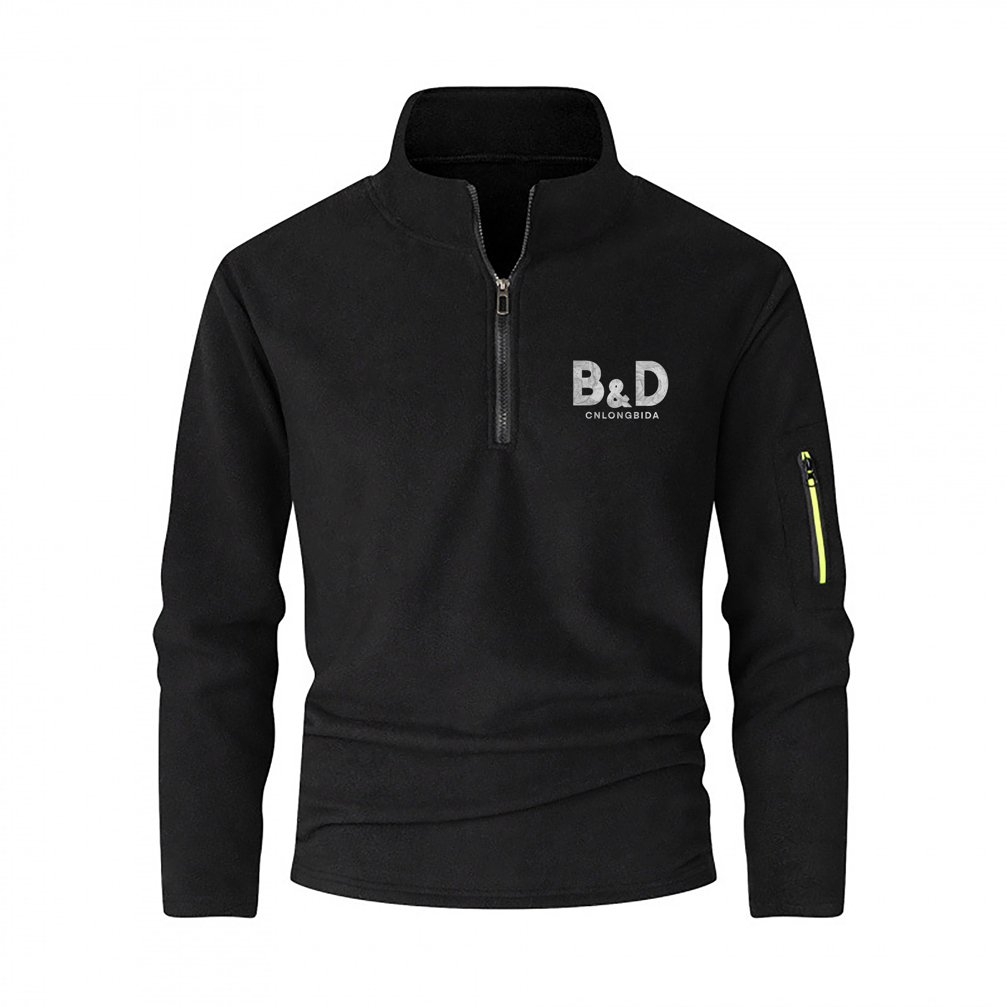 Mens Designer Stand Collar Fleece Pullover - Half-Zip Warm Thickened Casual Sweatshirt, Autumn Winter wear